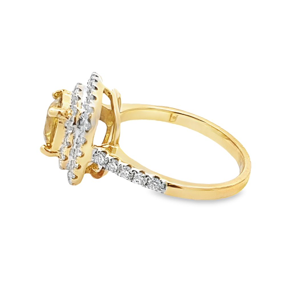 Estate Cushion Yellow Sapphire Halo Ring