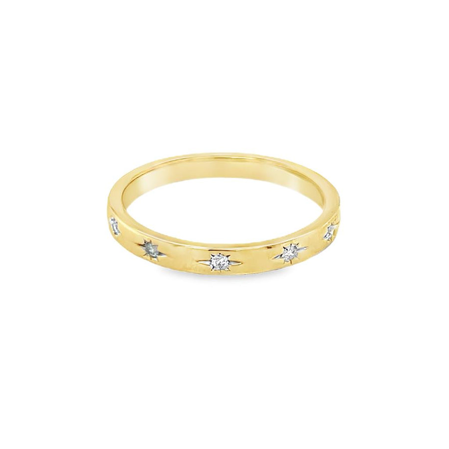 Lady's Yellow 14 Karat 2mm Gypsy Star Band Fashion Ring Size 7 5 = 0.0