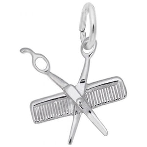 Rembrandt Charms Petite Comb & Scissors Charm Sterling Silver