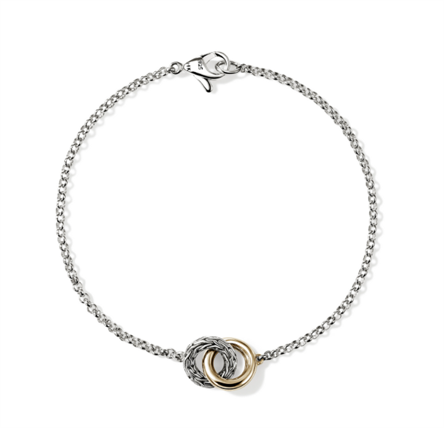 Two-Tone Sterling Silver And 14K Yellow Gold Interlocking John Hardy J