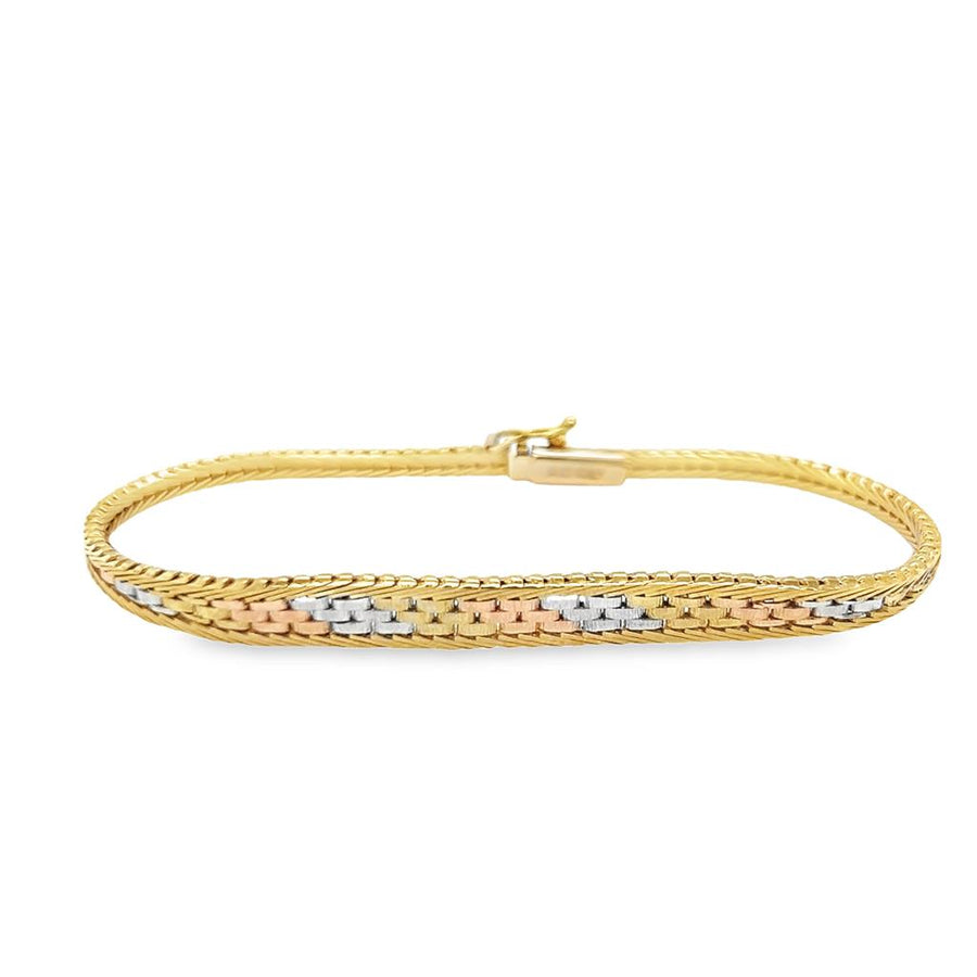 Tri-color 14 Karat Graduated Bracelet