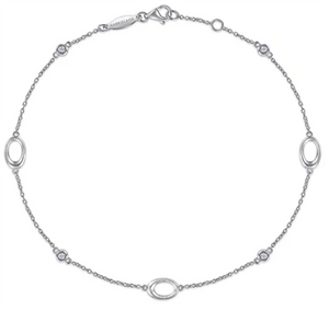 Sterling Silver Anklet Bracelet With 4=0.09Tw Round White Sapphires
D