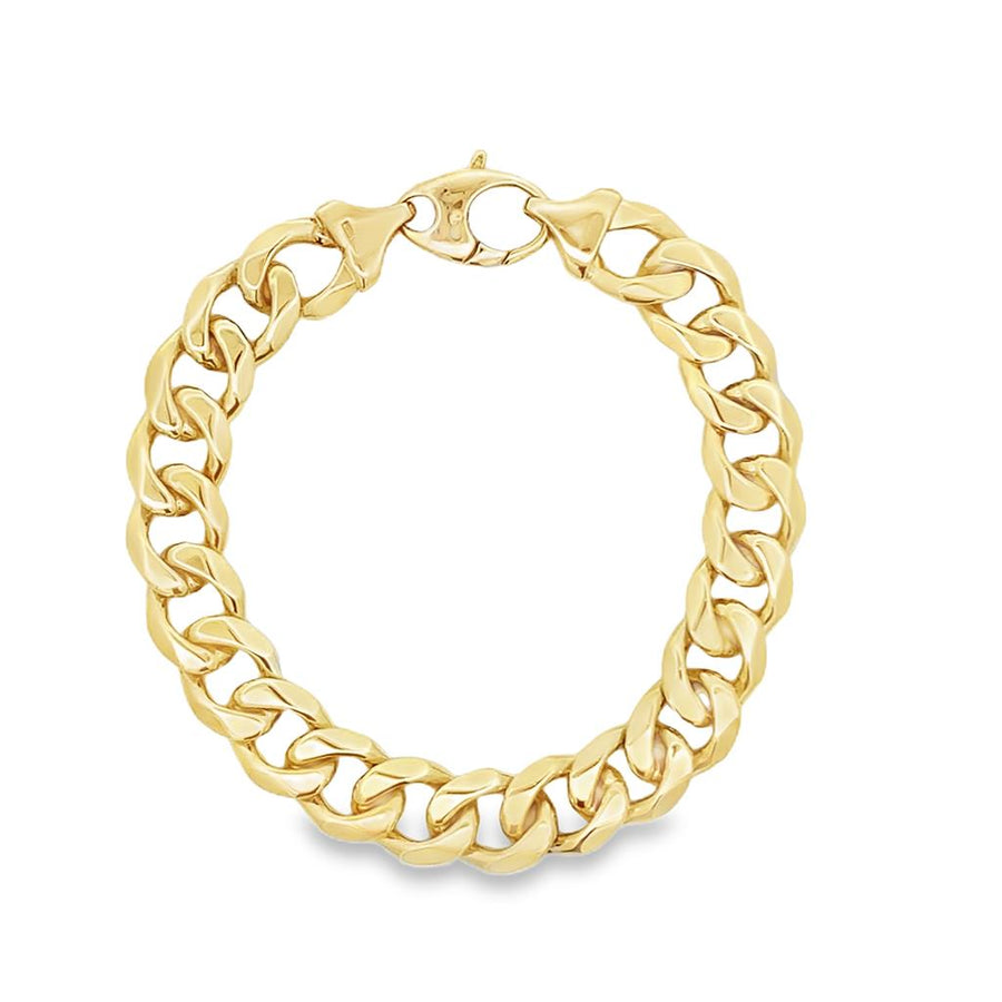 Yellow 14 Karat 11.25mm Cuban Link Gnts. Bracelet Estate Jewelry Lengt