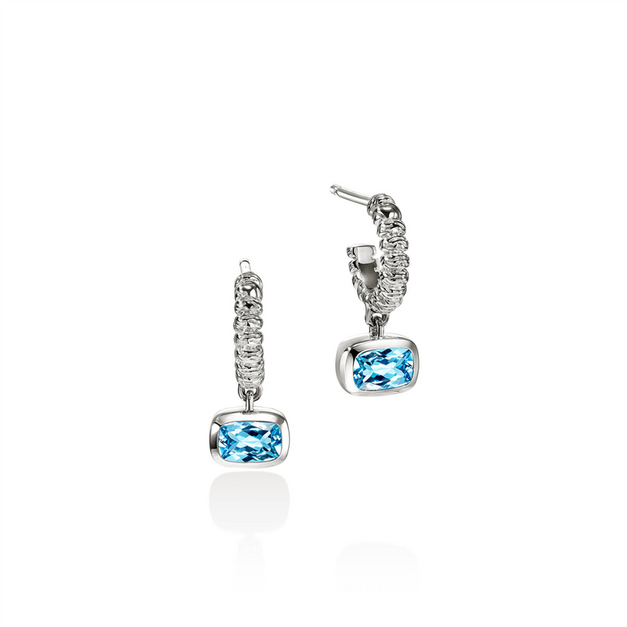 Sterling Silver Bezel Drop Beaded Hoop Earrings John Hardy With 2 = 6.