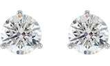 Lady's White 14 Karat 3 Prong Martini Stud Earrings With 2=0.76Tw Roun