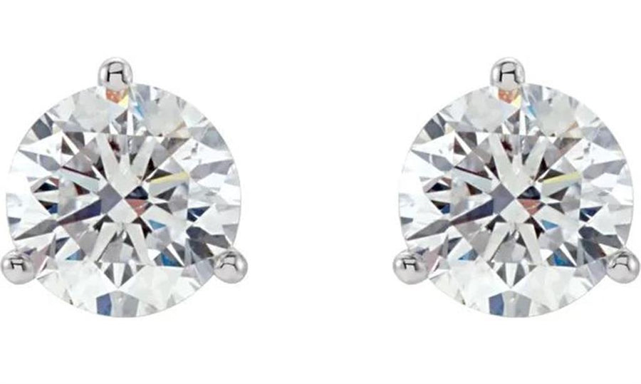 Lady's White 14 Karat 3 Prong Martini Stud Earrings With 2=0.76Tw Roun