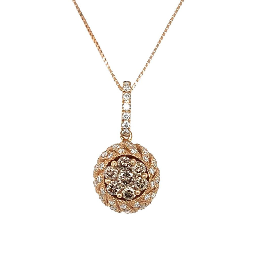 Estate 14 Karat Rose Gold Levian Circle Cluster Necklace