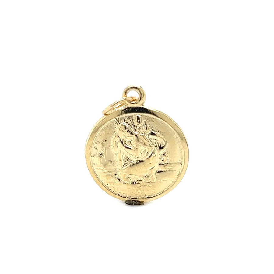 Yellow 14 Karat Pope Paulus VI St Christopher Religious Medal Charm