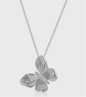 Lady's Yellow 18 Karat Brushed Butterfly Necklace