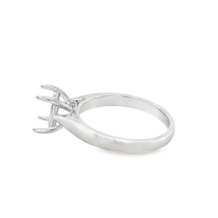 Lady's White 18 Karat Accented Cathedral Solitaire Ring Size 6.75 2 =
