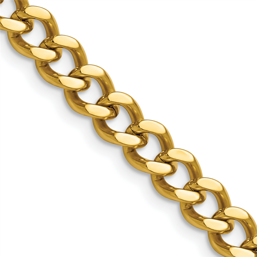 Yellow Stainless Steel Curb Stainless Steel Chain Necklace Length 20