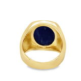 Yellow 14 Karat Bezel Set Oval Lapis Signet Ring Estate Jewelry Size 8