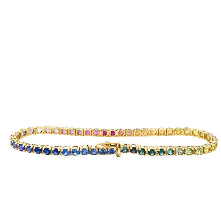 Yellow 14 Karat Rainbow Tennis Bracelet Length 7 53 = 6.55TWT Round Mu