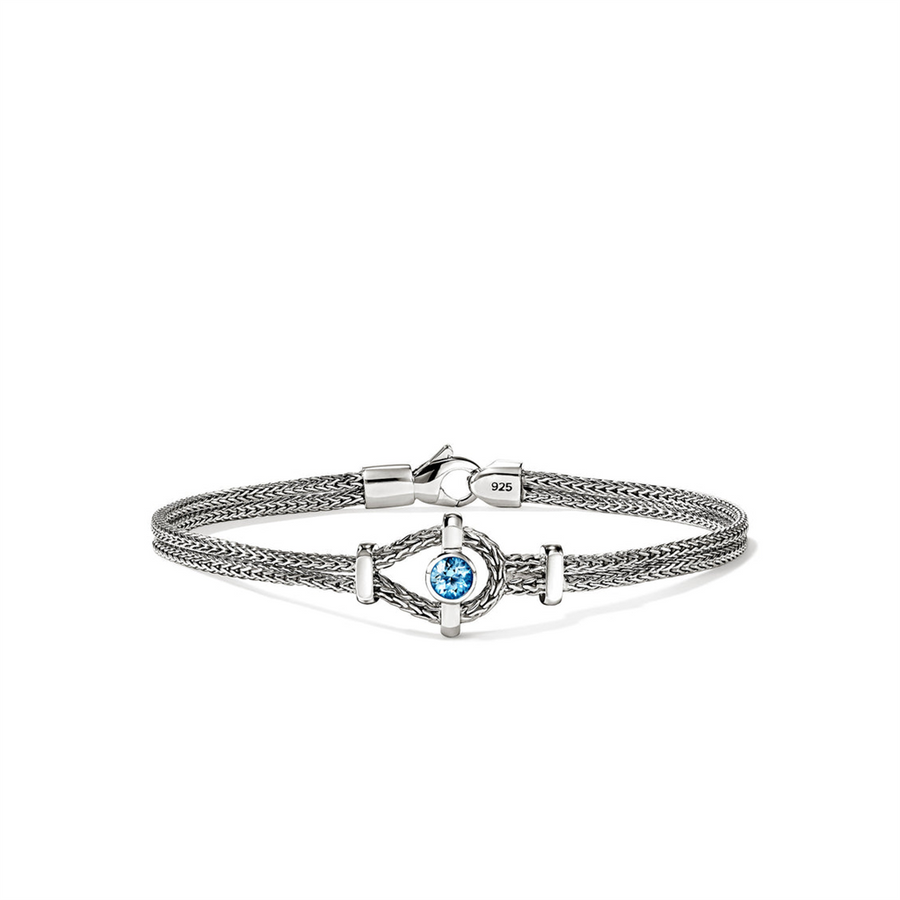 Sterling Silver 3.6Mm Double Row Chain Bracelet With Bezel John Hardy