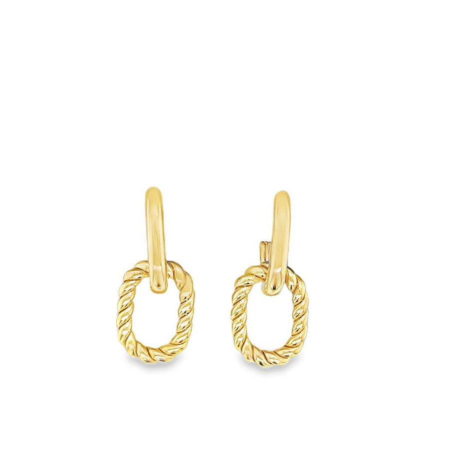 Lady's Yellow 14 Karat Oval Link Huggie Dangle Earrings Designer: Arma