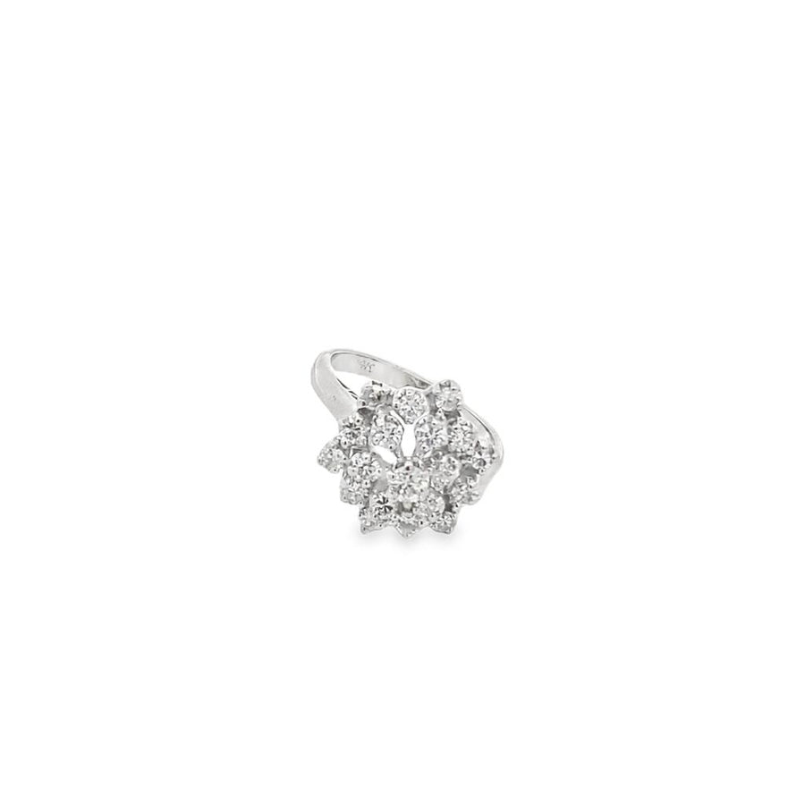 White 14 Karat Cluster Waterfall Ring