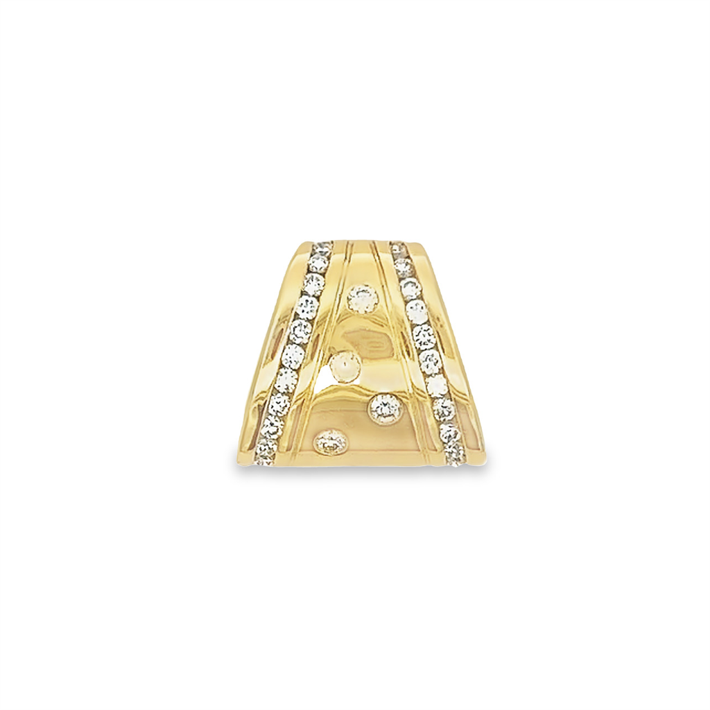 Yellow 14 Karat Channel Diamond Slide Estate Jewelry With 26=0.75TW Round Diamonds Gram Weight: 8.9