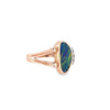 Yellow 14 Karat Doublet Ring Estate Jewelry Size 6.75 1 Oblong Oval Opal
4=0.16tw Round Diamonds Gram Weight: 6.48