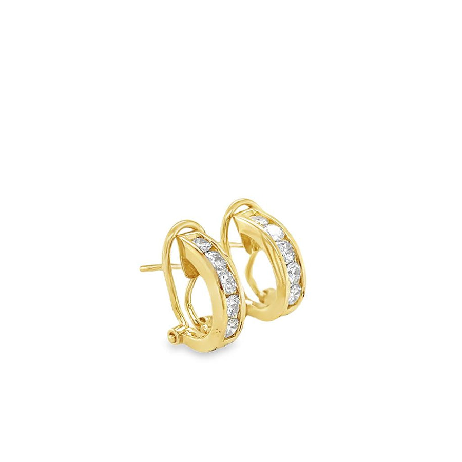 Estate Channel Set Diamond Hoop Earrings