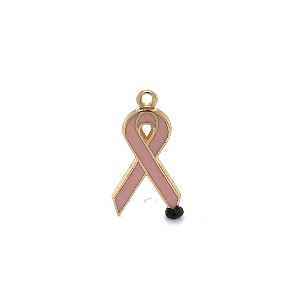 Yellow 14 Karat Breast Cancer Ribbon Charm Estate Jewelry Gram Weight: 1