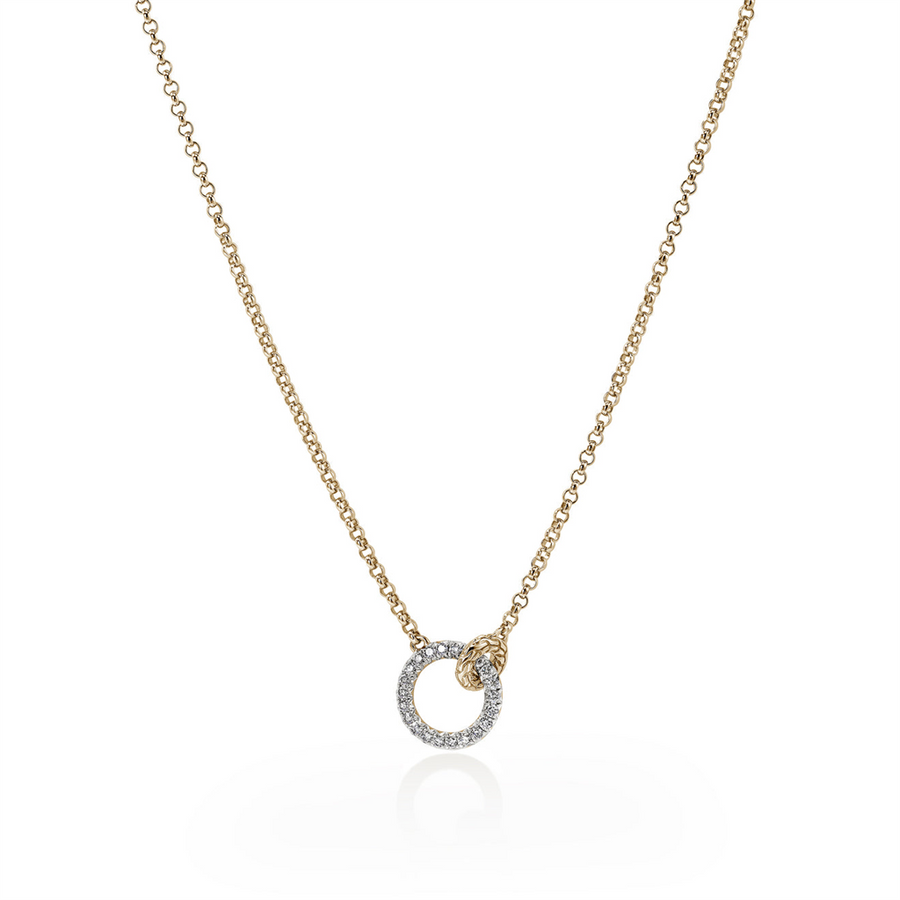 John Hardy Essentials Diamond Interlocking Circle Necklace
