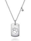 Lady's Sterling Silver Bujukan Dog Tag Paw Print Pendant Silver Neckla