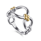 Two-Tone Sterling Silver/14K Yellow Gold Bujukan Round Link Chain Ring