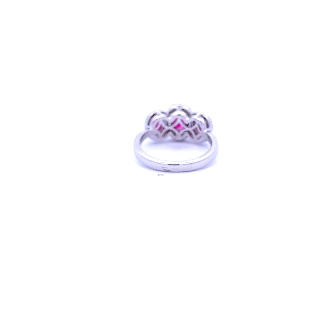 Lady's White 18 Karat 3 Stone Halo Fashion Ring