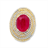 Estate Oval Ruby Multi Halo Ring