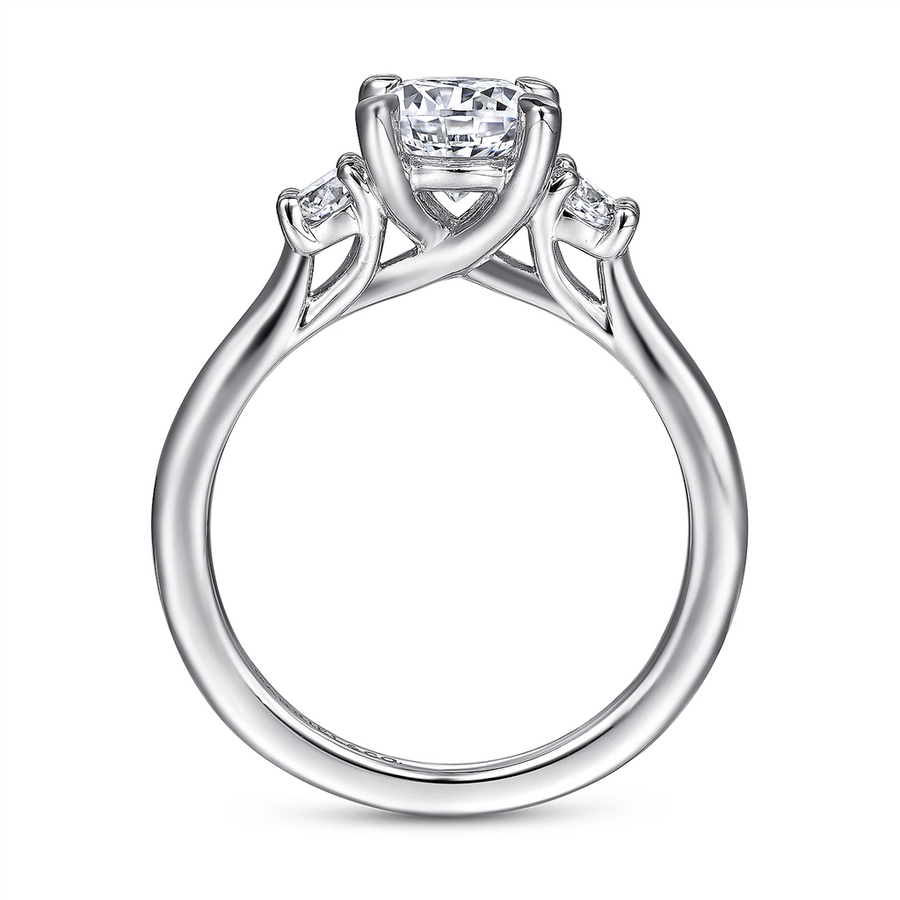 Gabriel & Co. Sanaa - 14K White Gold Round 3 Stone Diamond Engagement Ring