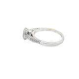 White 14 Karat Cushion Halo Engagement Ring with a Hidden Halo and Acc