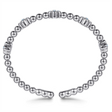 White Sterling Silver Beaded Clover Cuff Bracelet Bracelet Length 6 20