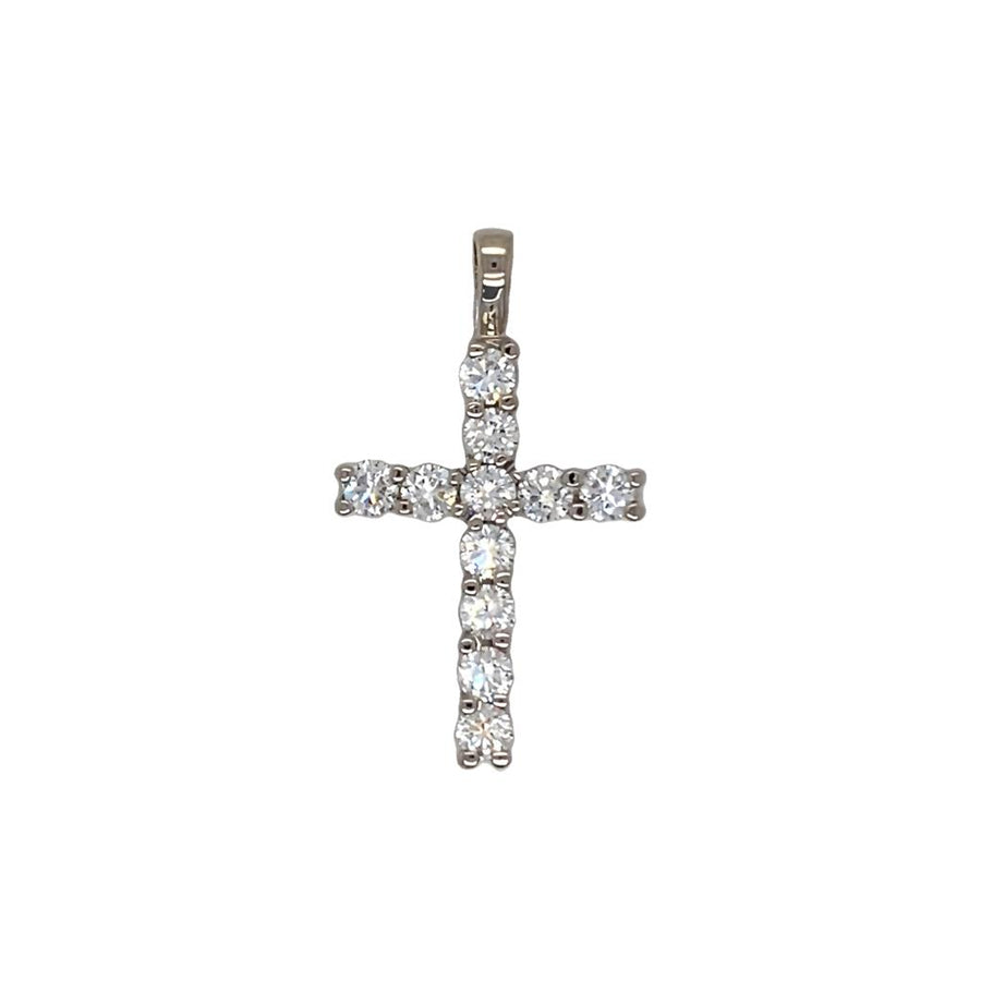 Estate Prong Set Diamond Cross Pendant