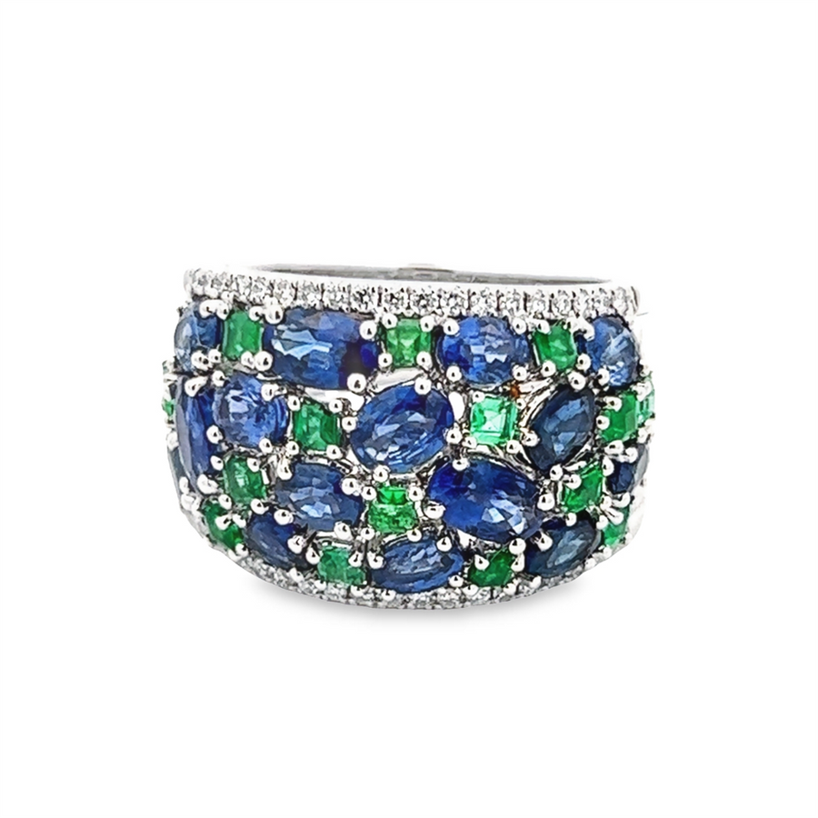 Emeralds 18 Karat White Fashion Ring