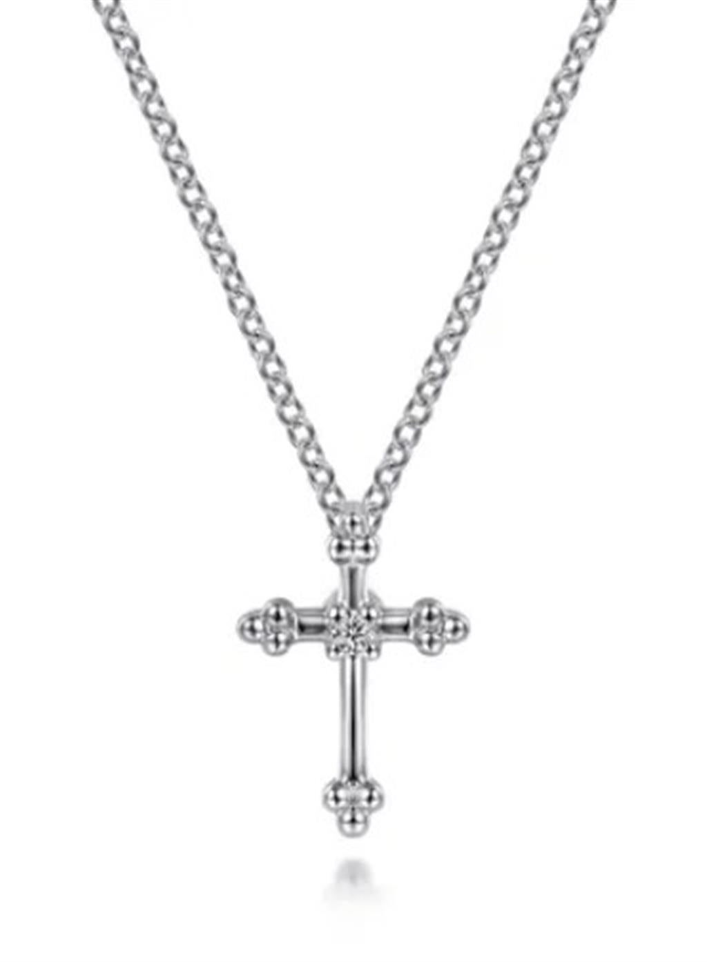 Lady's Sterling Silver Cross Pendant Silver Necklaces Length 16 one =