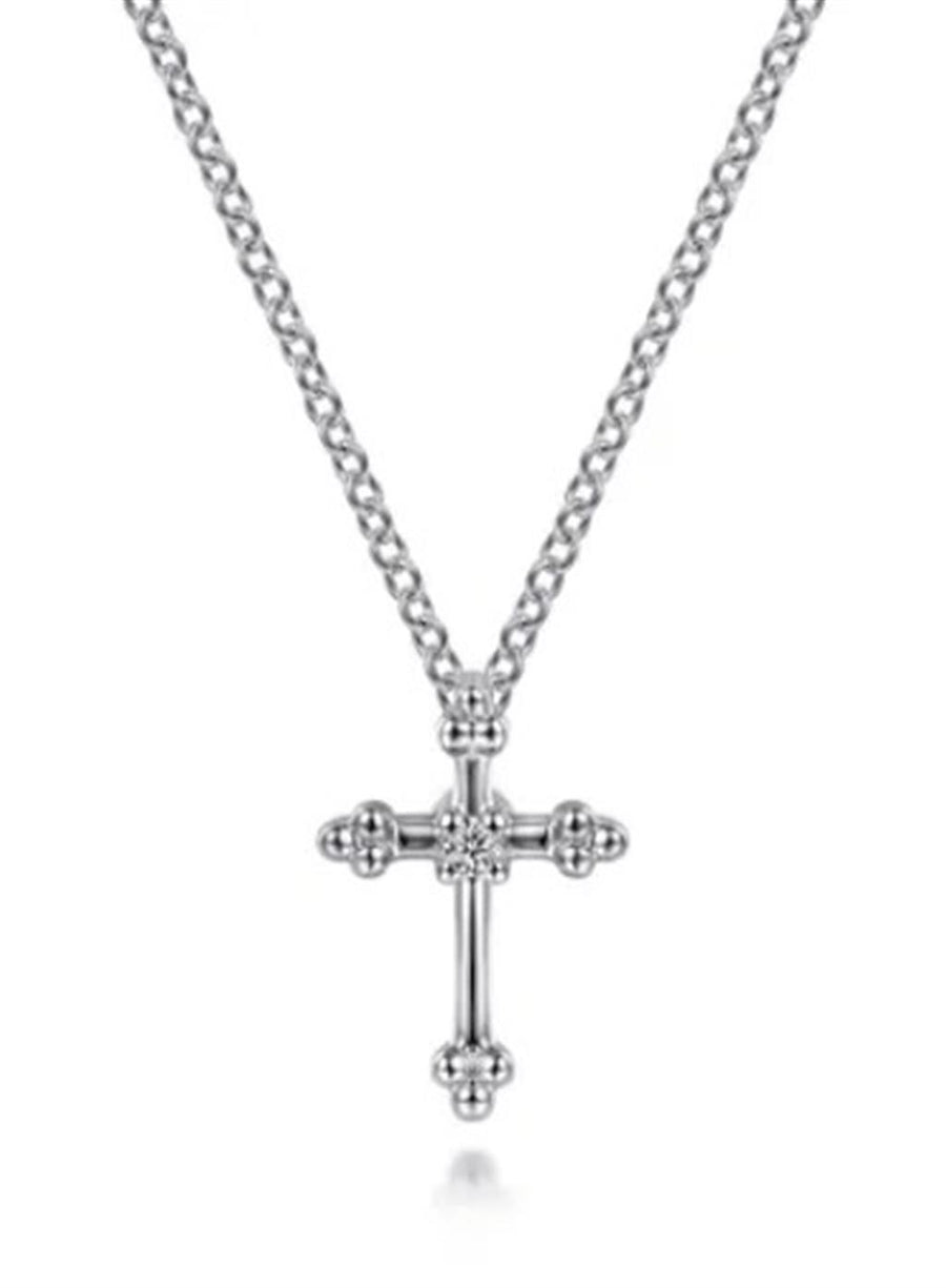 Lady's Sterling Silver Cross Pendant Silver Necklaces Length 16 one =