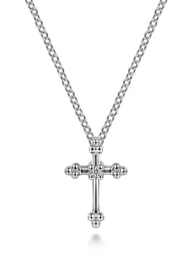 Lady's Sterling Silver Cross Pendant Silver Necklaces Length 16 one =