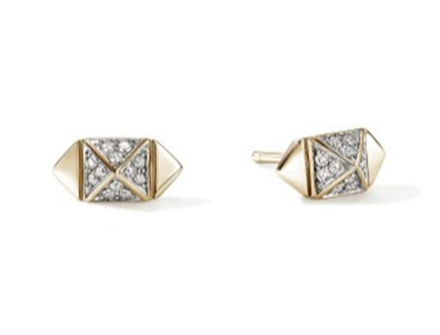 Yellow 14 Karat 5mm Icon Stud Earrings John Hardy With 24 = 0.14Twt Pa