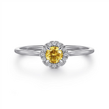 Gabriel & Co. Fashion 14K White Gold Citrine and Diamond Halo Promise Ring