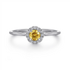 Gabriel & Co. Fashion 14K White Gold Citrine and Diamond Halo Promise Ring