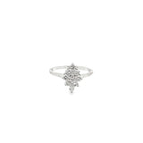 White 14 Karat Cluster Ring Estate Jewelry Size 8 With One = 0.07ct Ro