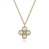 Gabriel & Co. Fashion 14K Yellow Gold Pearl Flower Pendant Necklace