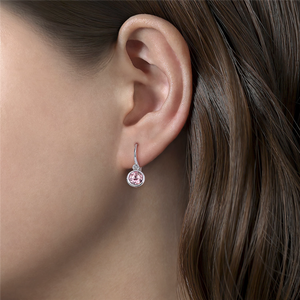 Gabriel & Co. Fashion Sterling Silver   Pink Created Zircon and Diamond Leverback Earrings