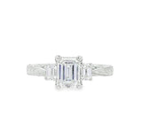 Emerald Cut Three Stone Diamond Engagement Ring