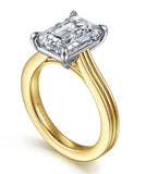 Two-Tone 14 Karat Ribbed Cathedral Solitaire Remount Size 6.5 Designer