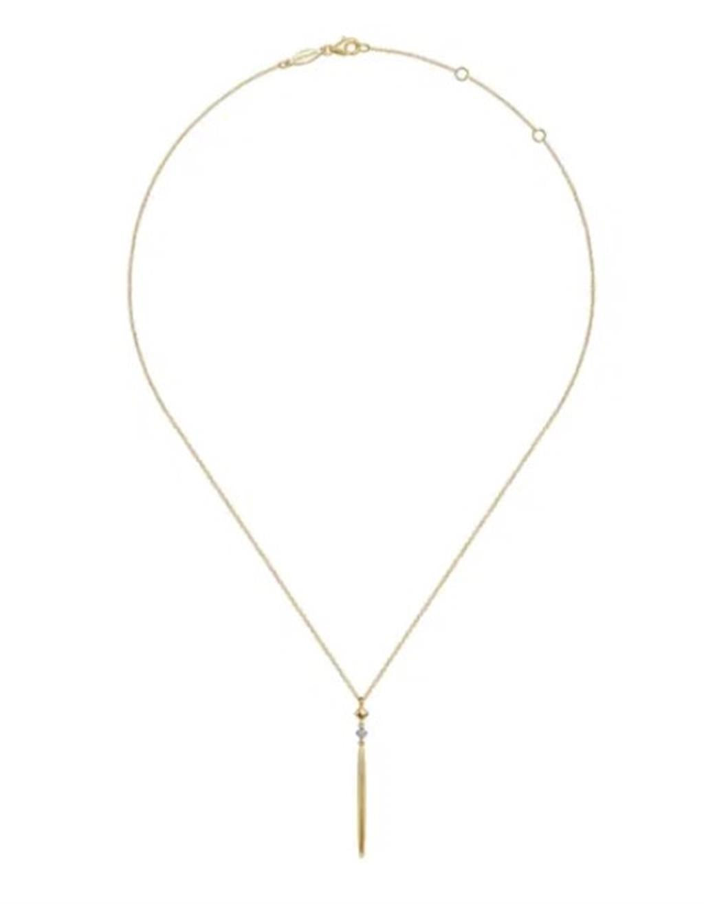 Lady's Yellow 14 Karat Diamond Spike Pendant Necklace Length 17.5 one