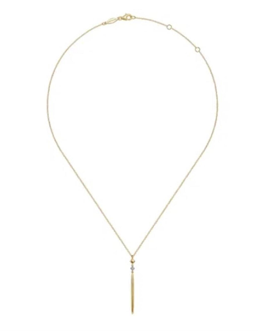 Lady's Yellow 14 Karat Diamond Spike Pendant Necklace Length 17.5 one