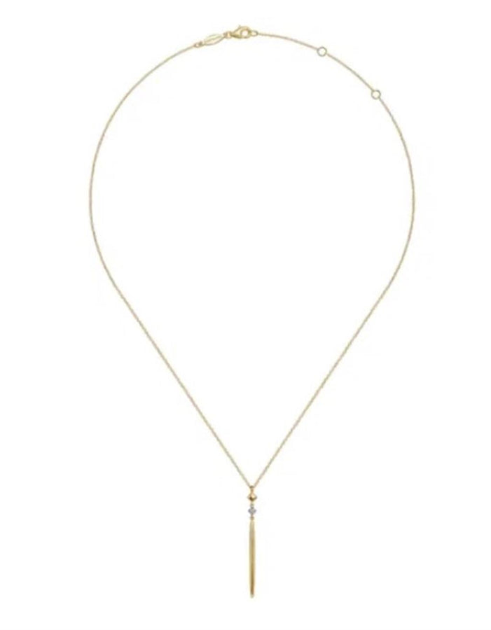 Lady's Yellow 14 Karat Diamond Spike Pendant Necklace Length 17.5 one