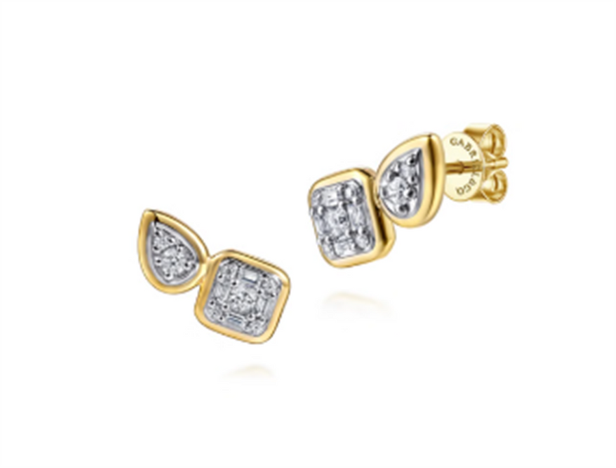 Lady's Two-Tone 14 Karat Contemporary Collection Earrings With 12 = 0.