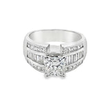 Princess Cut Diamond Wide Band Engagement Ring